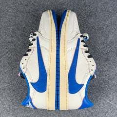 Fragment Design x Travis Scott x Air Jordan 1 Retro Low OG SP 'Sail Military Blue'