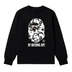 BAPE Style "BY BATHING APE" Camo Ape Head Long-Sleeve Tee - Black/Monochrome Camo