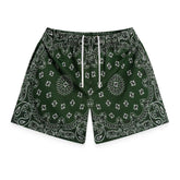 Bravest Paisley Two Tone Olive Green Mesh Shorts