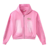 Cactus Valley Crystal Cactus Zip Hoodie Pink
