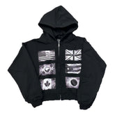 Floor 914 Flag Zip Up Hoodie Black