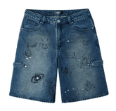 HMDD Graffiti Jean Shorts Blue