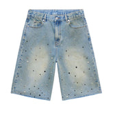 Homme Femme Gemstone Denim Shorts Blue