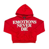 Mixed Emotions Red End Rhinestone Hoodie