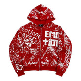 Mixed Emotions Red Graffiti Hoodie