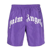 Palm Angels Curved Logo Swim Shorts Purple