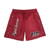Triple Sevens Nylon Button Up Shorts Red