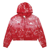 Vertabrae Silo Sketch Cropped Zip Hoodie Red