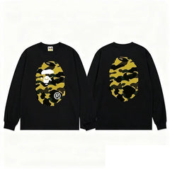 BAPE Style Big Camo Ape Head Long-Sleeve Tee - Black/Yellow