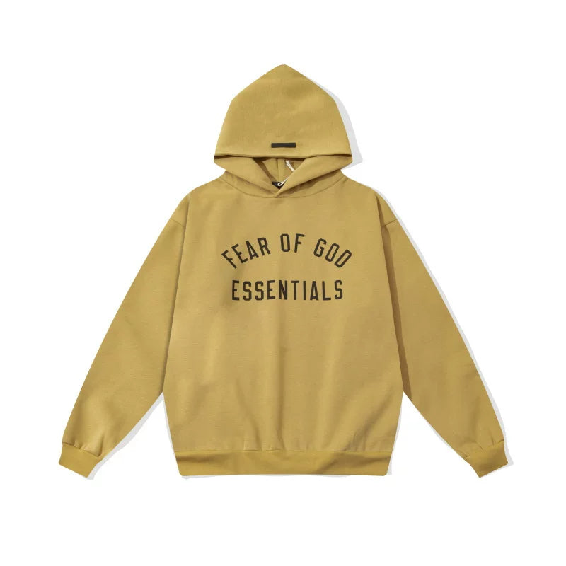 Essentials Fear of God Front Logo Heavyweight Fleece Hoodie – Mustard Yellow