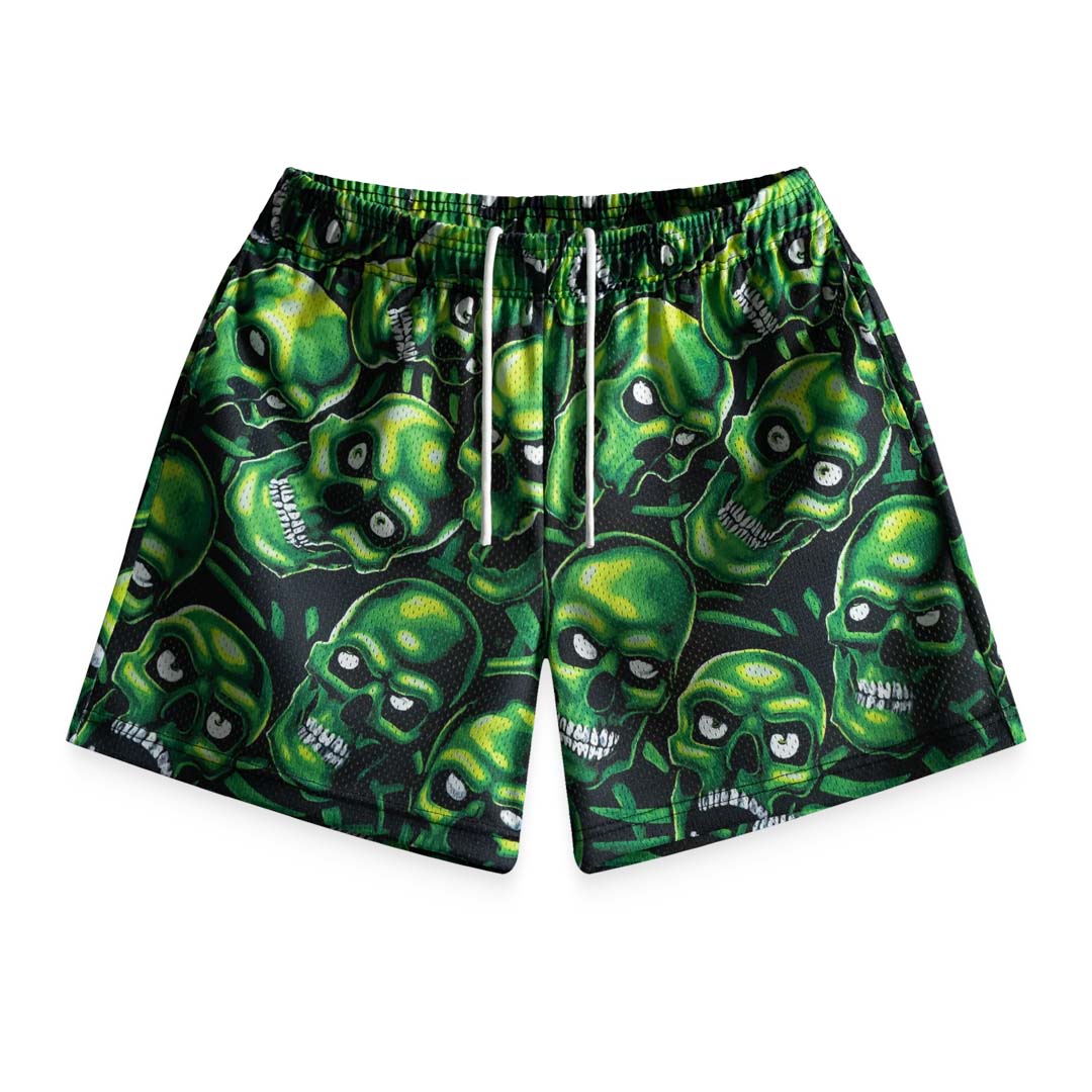 Bravest Green Skully Mesh Shorts
