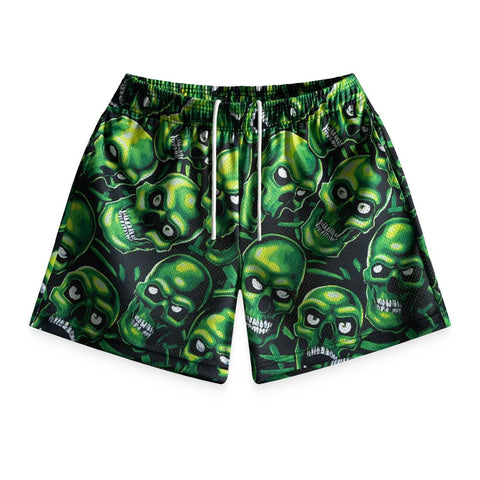 Bravest Green Skully Mesh Shorts