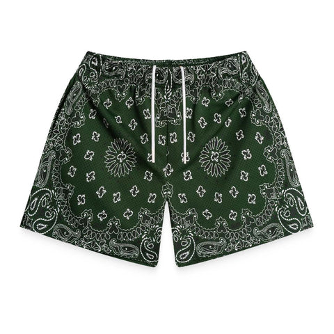 Bravest Paisley Two Tone Olive Green Mesh Shorts