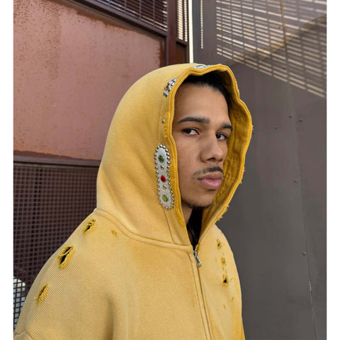 Bravest Sapphire Zip Up Hoodie Yellow