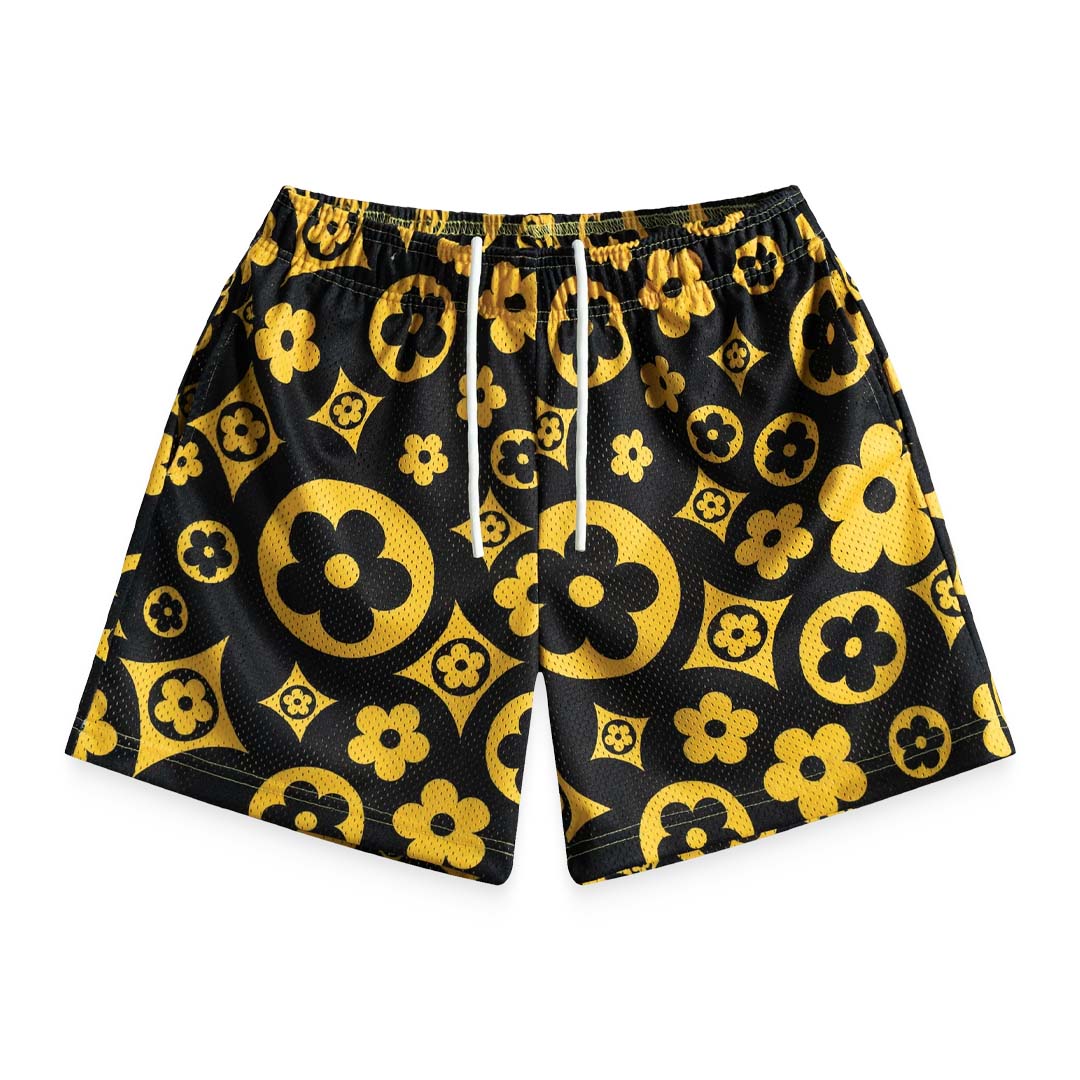 Bravest Studios Flower Black Yellow Shorts