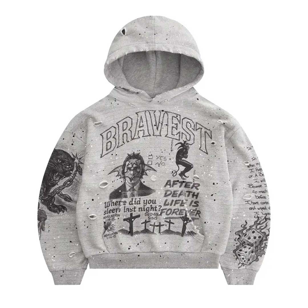 Bravest Studios Grey Sketch Hoodie