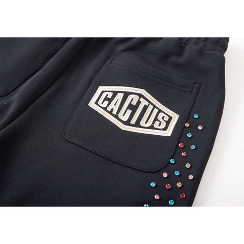 Cactus Valley Crystal Cactus Sweat Shorts Black