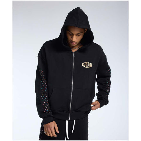 Cactus Valley Crystal Cactus Zip Hoodie Black