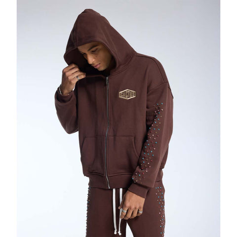 Cactus Valley Crystal Cactus Zip Hoodie Brown