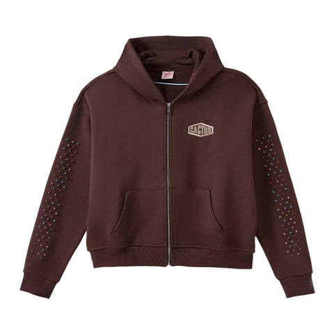 Cactus Valley Crystal Cactus Zip Hoodie Brown