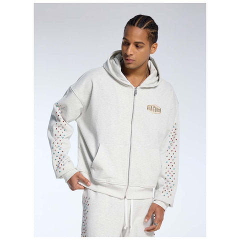 Cactus Valley Crystal Cactus Zip Hoodie Grey