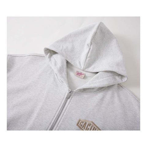 Cactus Valley Crystal Cactus Zip Hoodie Grey