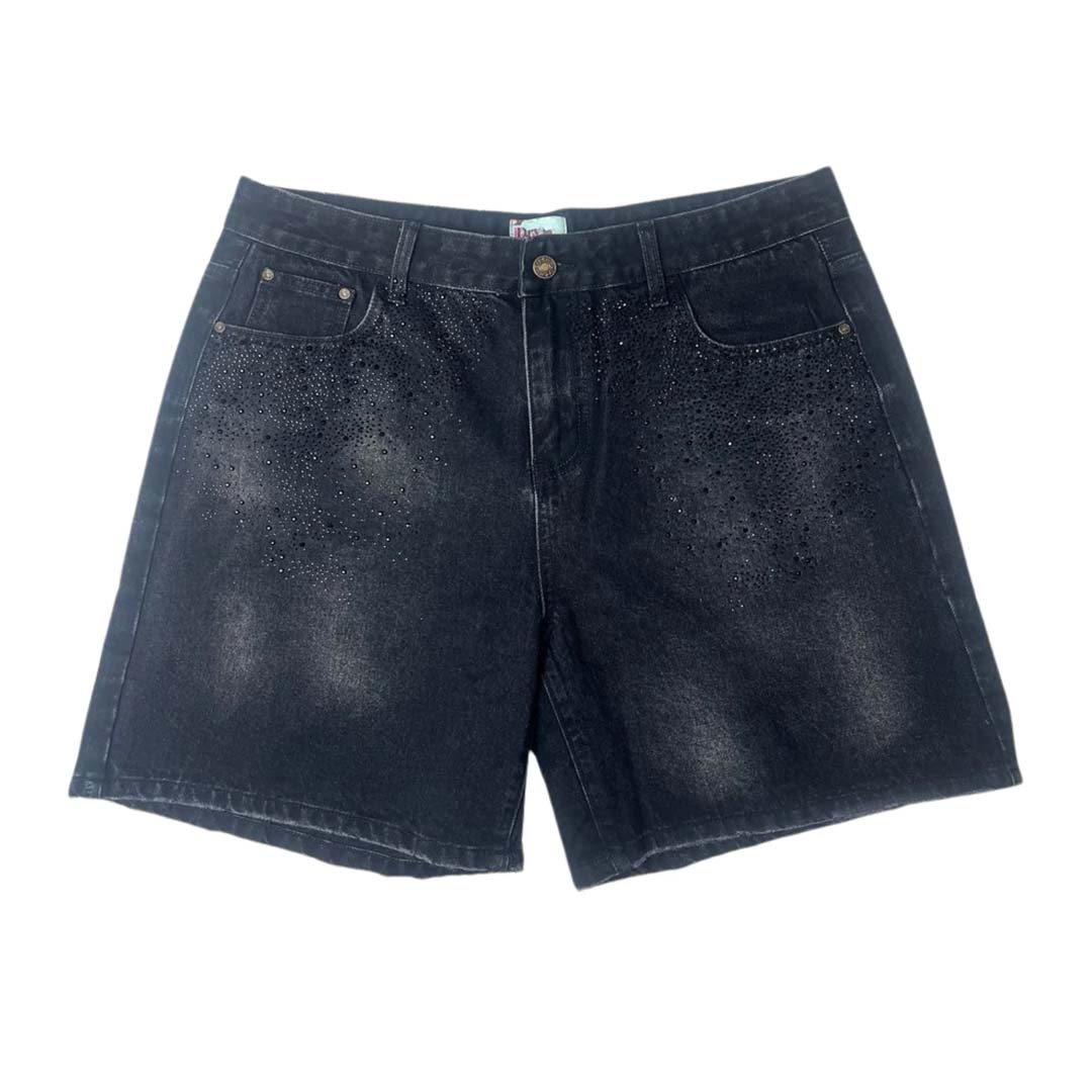Dry Rot Dark Hole Rhinestone Denim Shorts