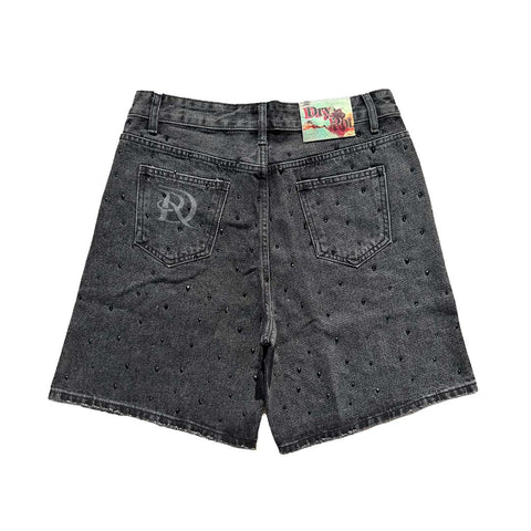 Dry Rot Rhinestone Black Jean Shorts