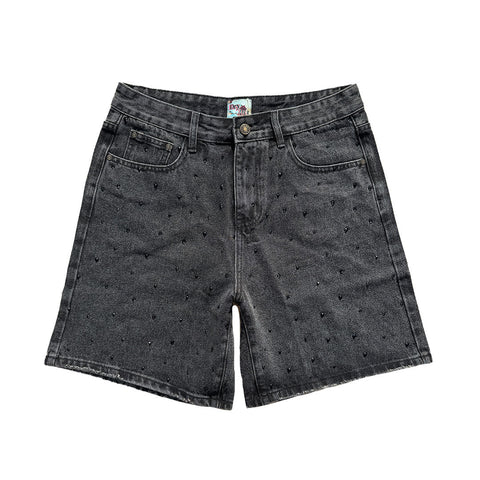 Dry Rot Rhinestone Black Jean Shorts
