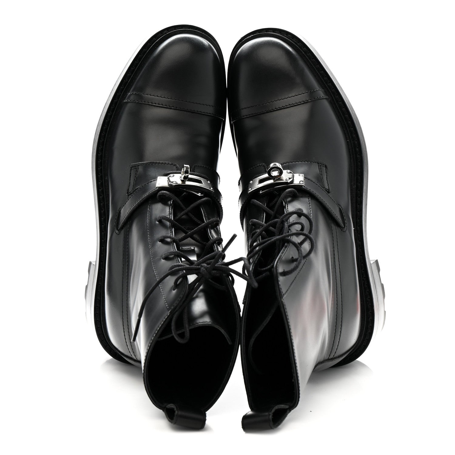 Glossed Calfskin Funk Ankle Boots 37.5 Black