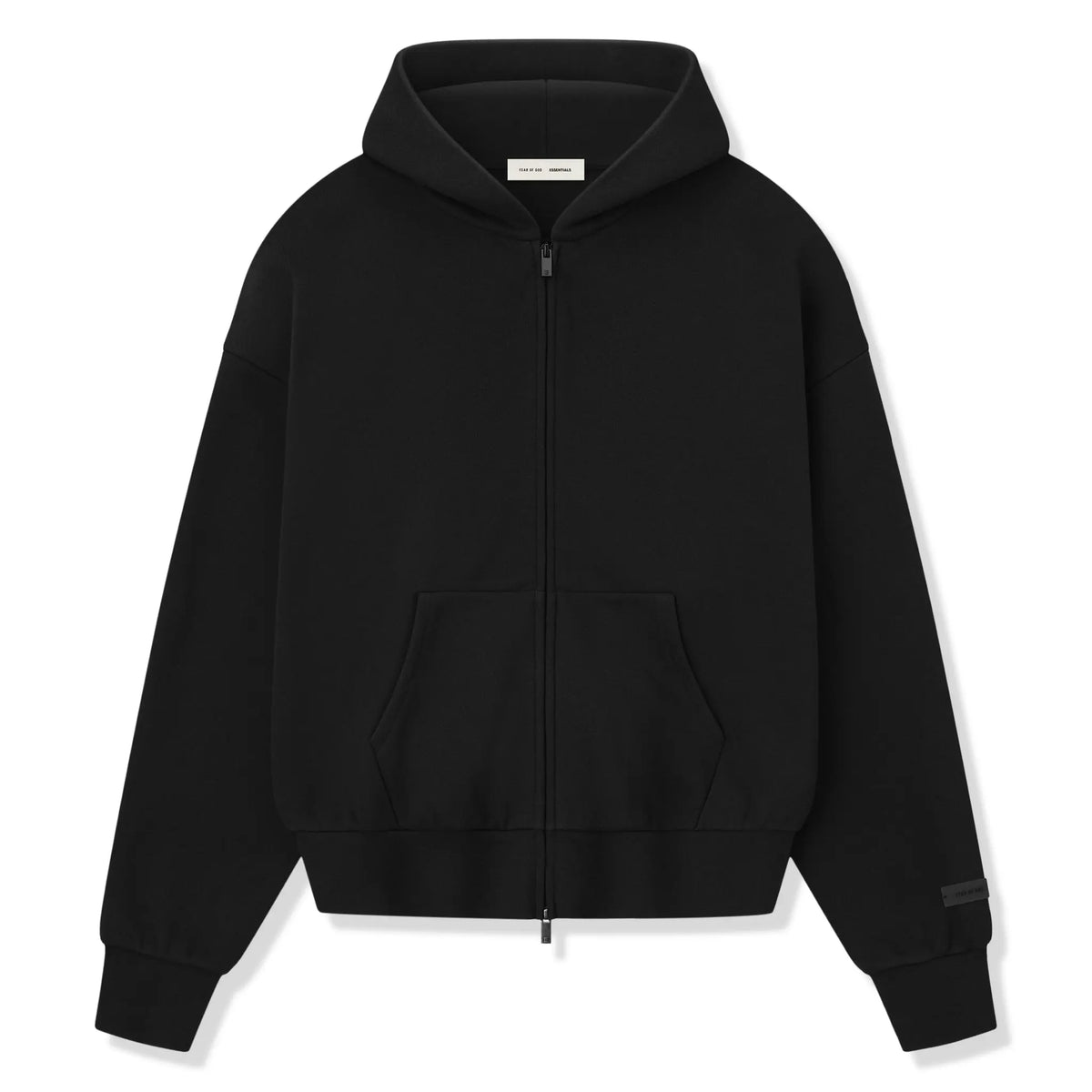 Fear Of God Essentials Classic Fleece Jet Black Metalic Zip-Up Hoodie (SS25)