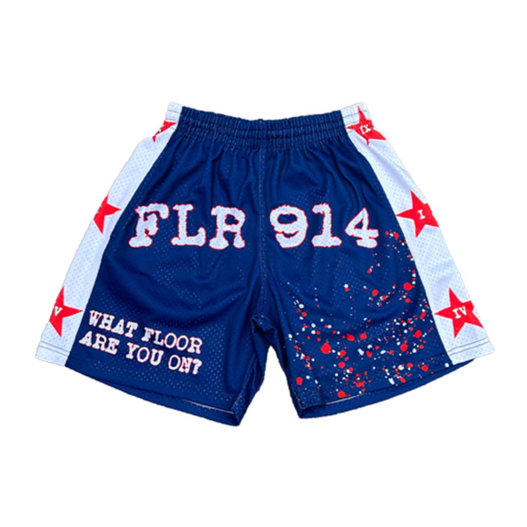 Floor 914 All Star Mesh Shorts Navy Blue Red