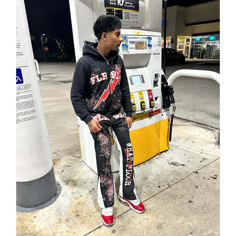 Floor 914 All Star Sweatsuit Hoodie & Sweatpants Black Red