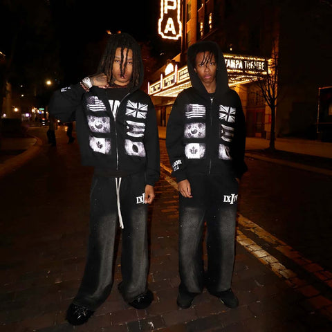 Floor 914 Flag Zip Up Hoodie Black