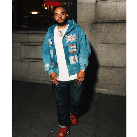 Floor 914 Flag Zip Up Hoodie Blue
