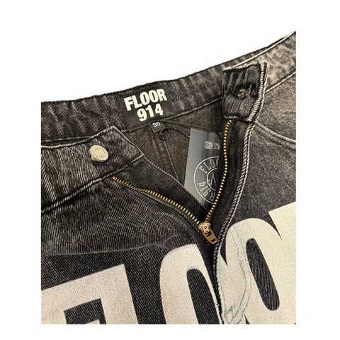 Floor 914 Uniform Jean Shorts Black Wash