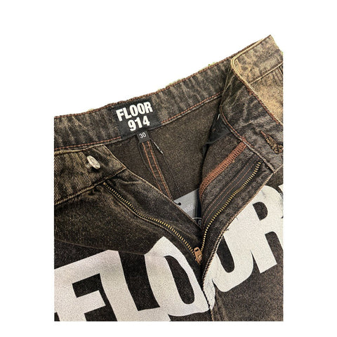 Floor 914 Uniform Jean Shorts Brown Wash