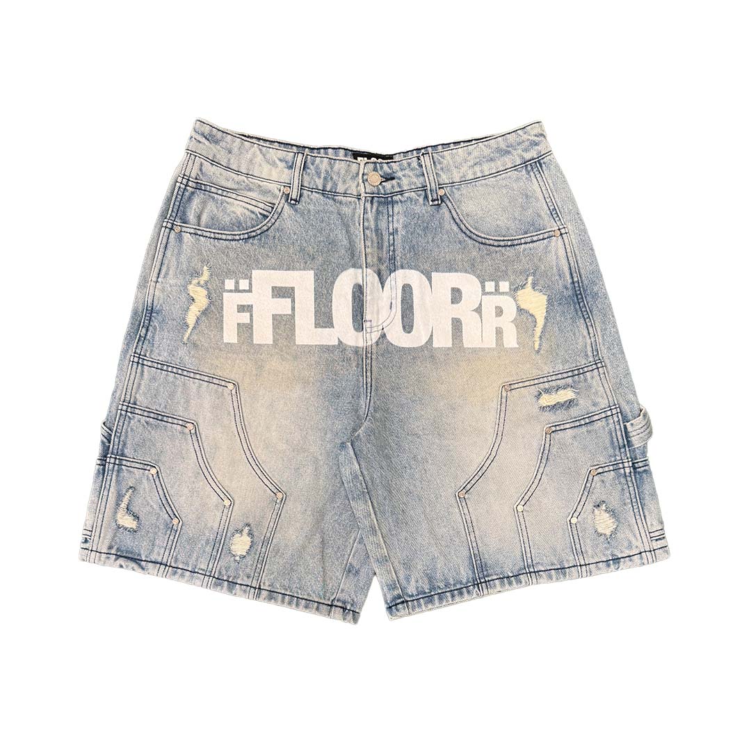 Floor 914 Uniform Jean Shorts Light Wash Blue