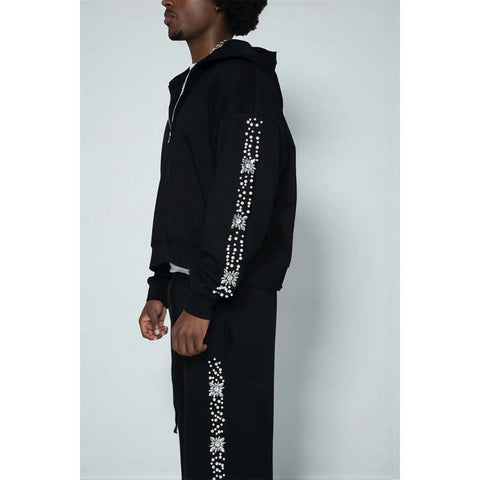 Fraternal What The Pearl Zip Up Hoodie Black