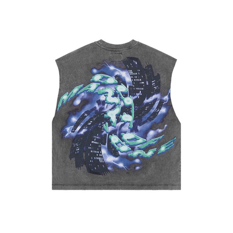Godspeed Liberty Tears Sleeveless Tee Grey Wash