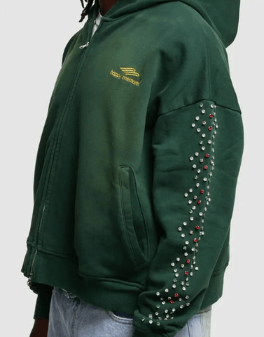 HMDD Crystal Zip Up Hoodie Green