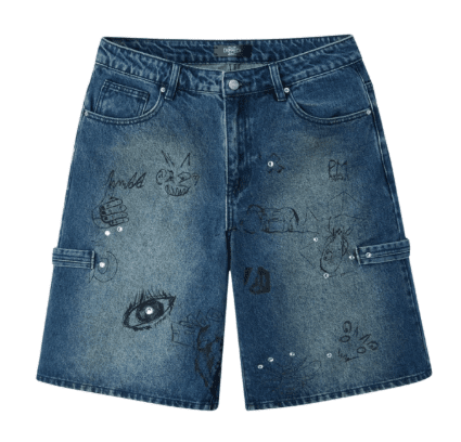 HMDD Graffiti Jean Shorts Blue