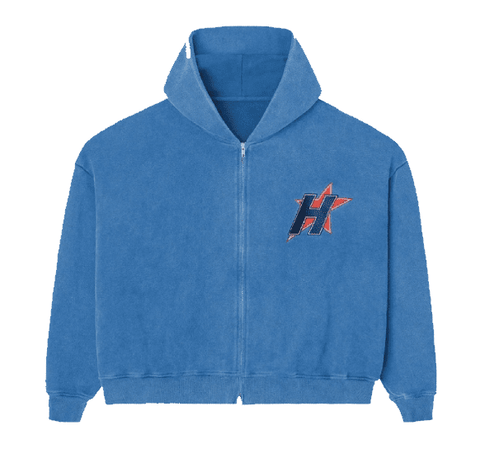 HMDD H-Star Zip Up Hoodie Blue