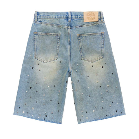 Homme Femme Gemstone Denim Shorts Blue