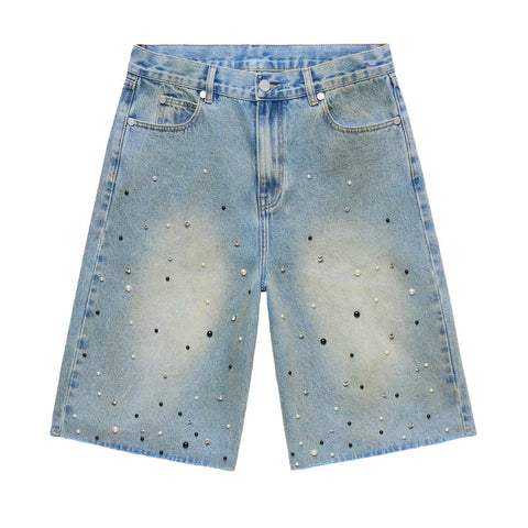 Homme Femme Gemstone Denim Shorts Blue