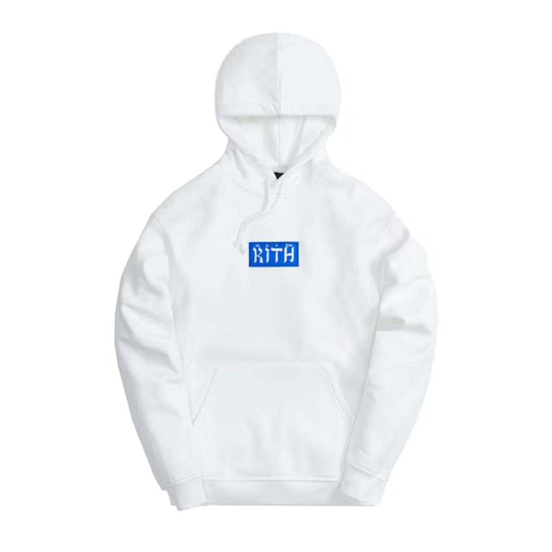 Kith Hebrew Script Box Logo White Hoodie