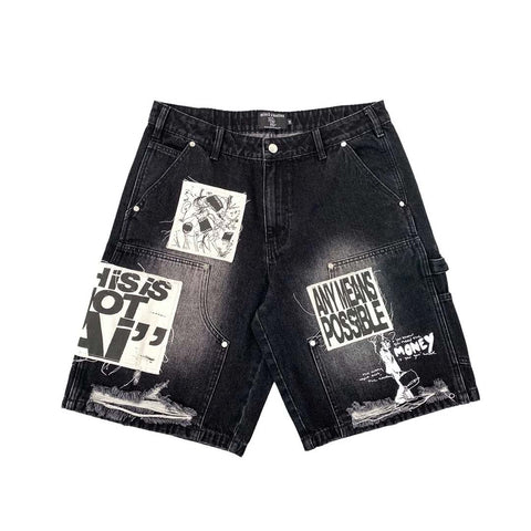 Mixed Emotions AI Denim Shorts Black