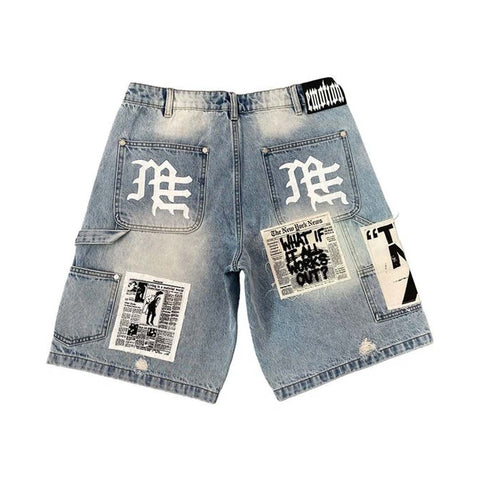 Mixed Emotions AI Denim Shorts Blue