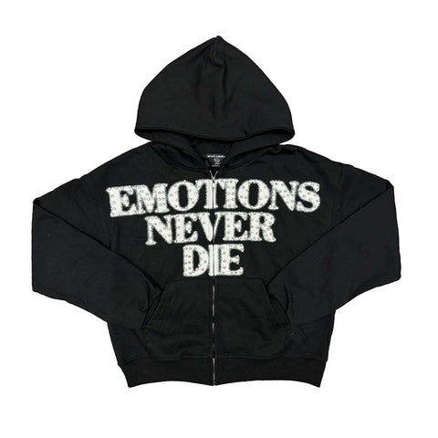 Mixed Emotions Black End Rhinestone Hoodie