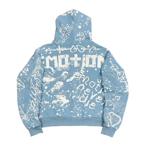 Mixed Emotions Blue Graffiti Hoodie